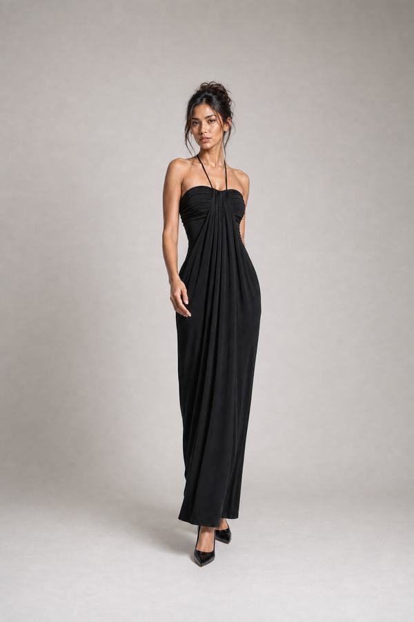 Rückenfreies Maxi-Kleid mit Halter-Ausschnitt