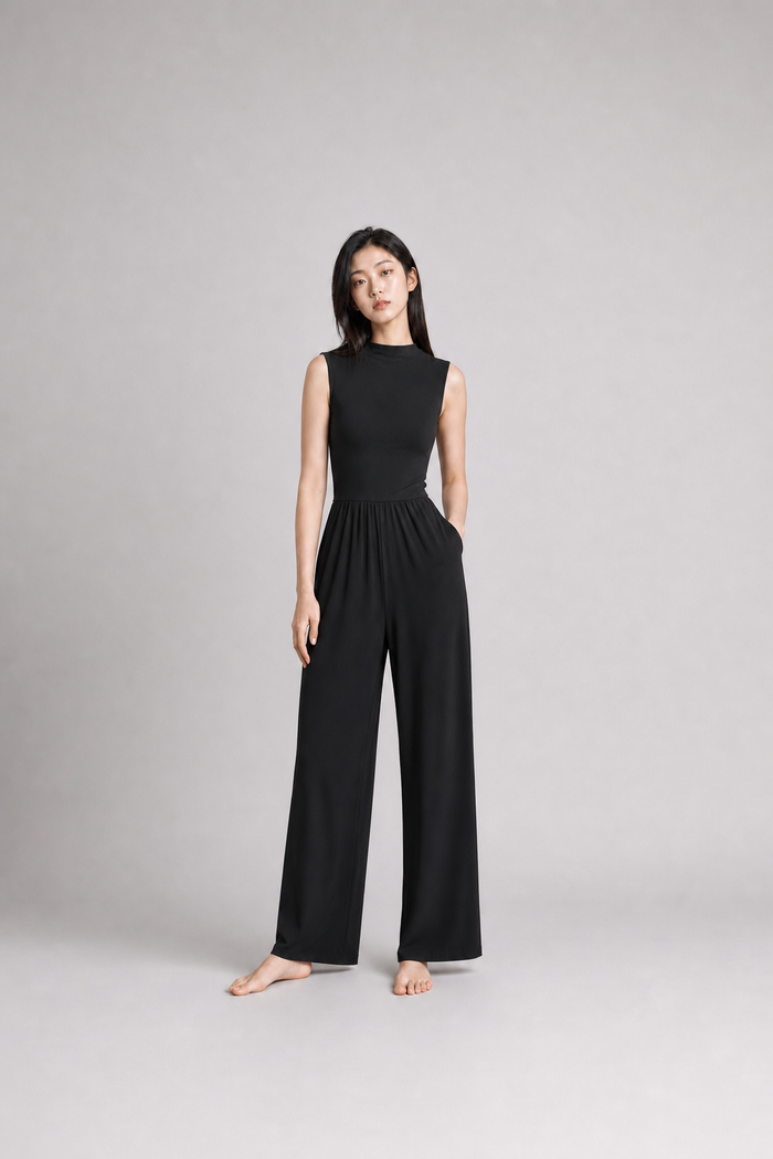 Ärmelloser Jumpsuit Weit Geschnitten