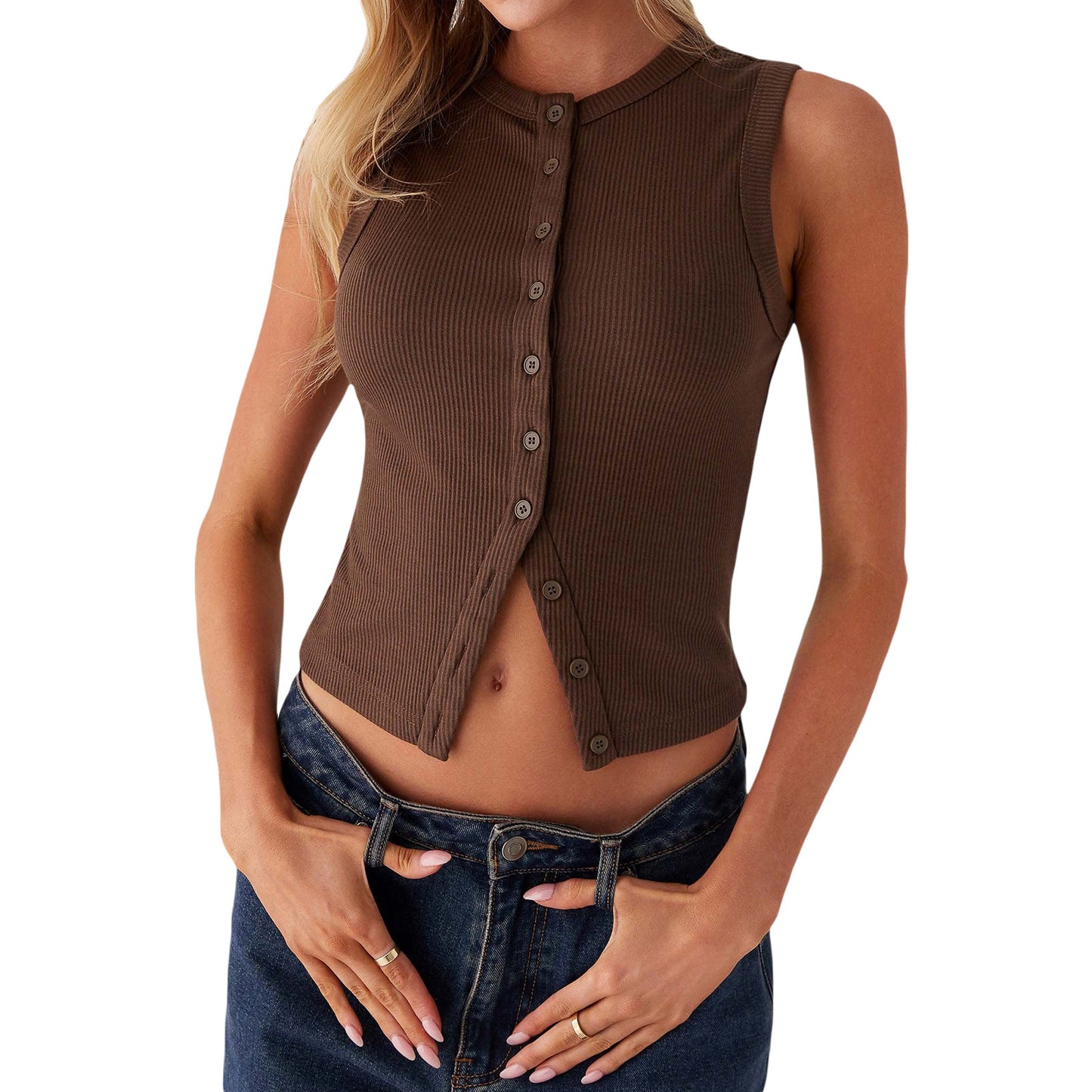 Women's Button Vest Top