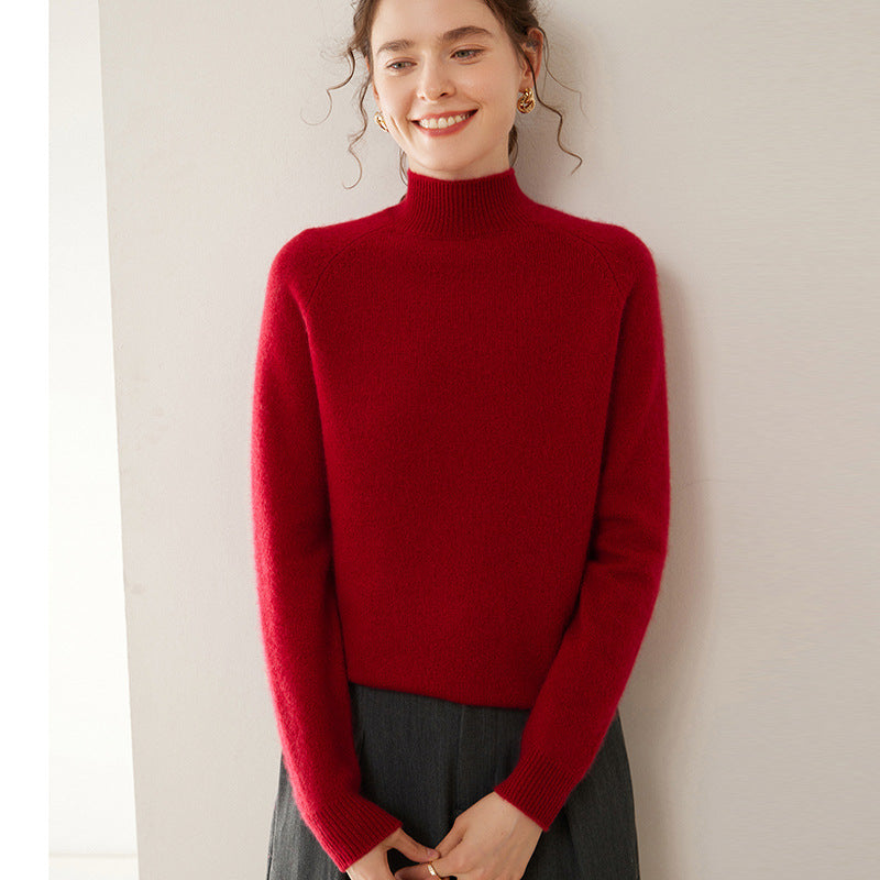 Women's Pure Cashmere Half Turtleneck Knit Sweater