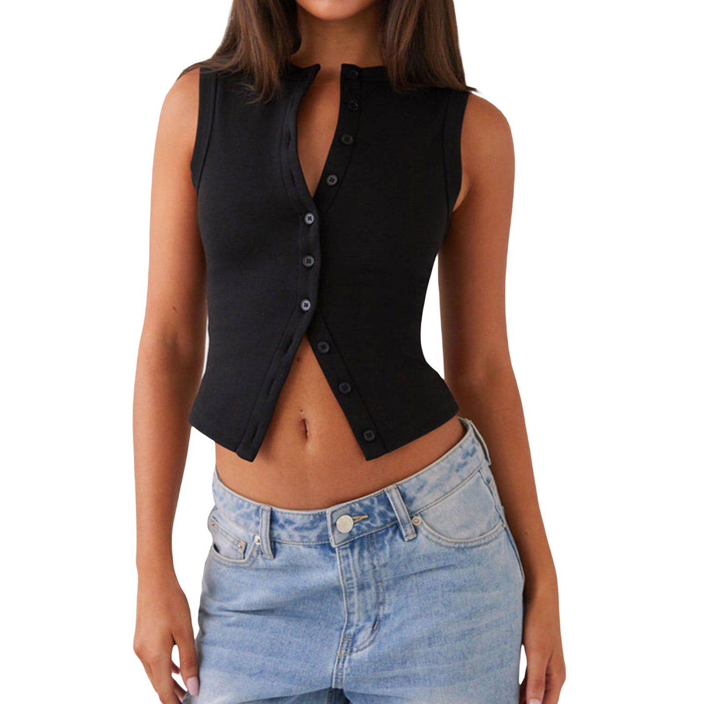 Women's Button Vest Top