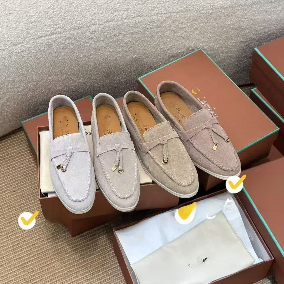Metal buckle tassel soft-soled loafers