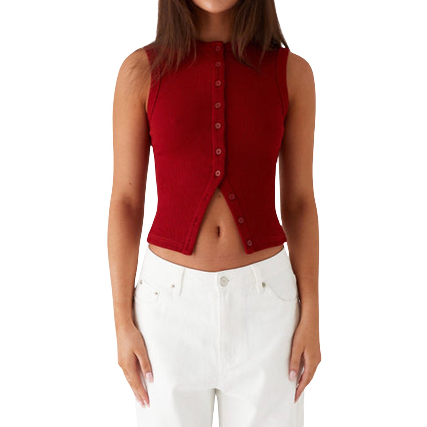 Women's Button Vest Top