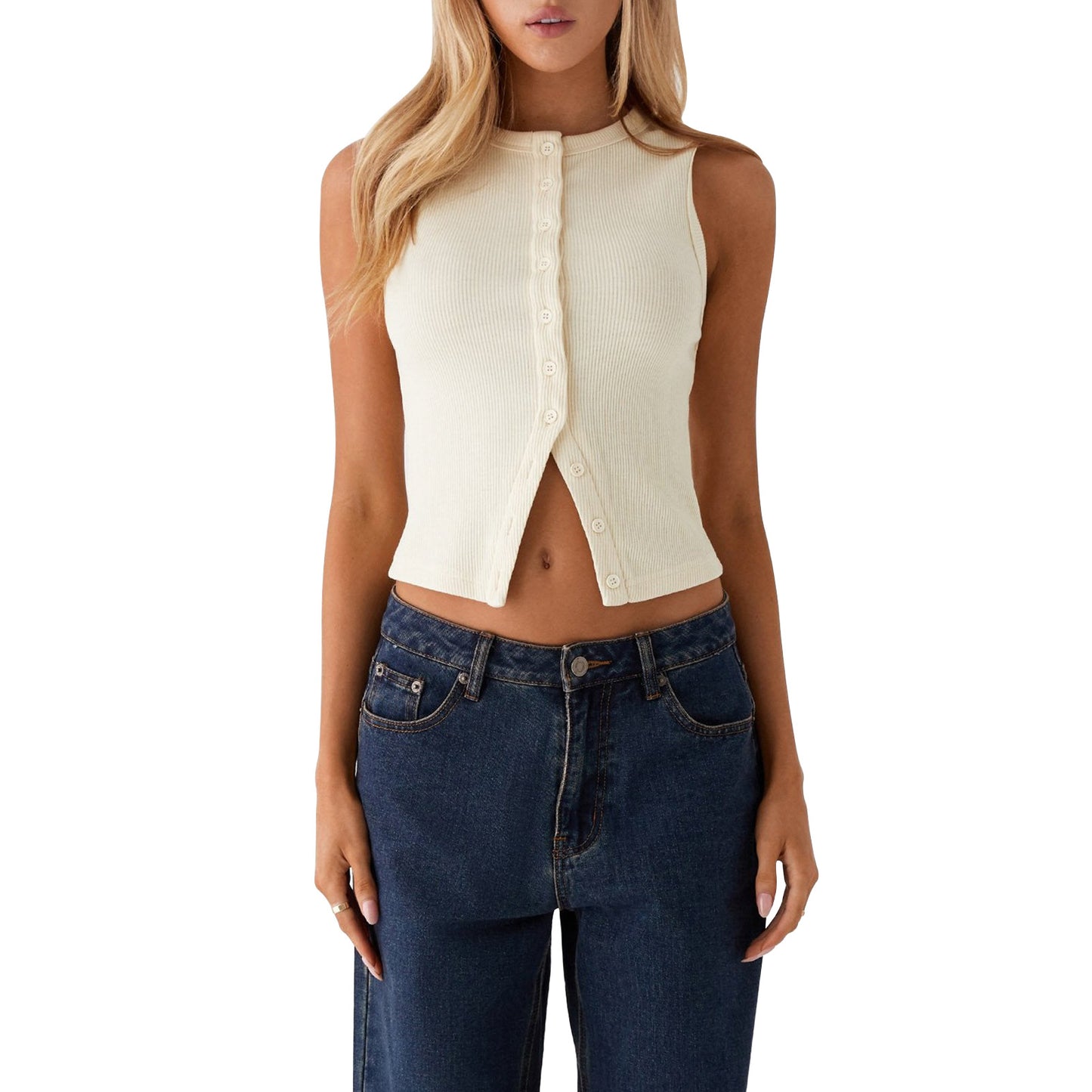 Women's Button Vest Top