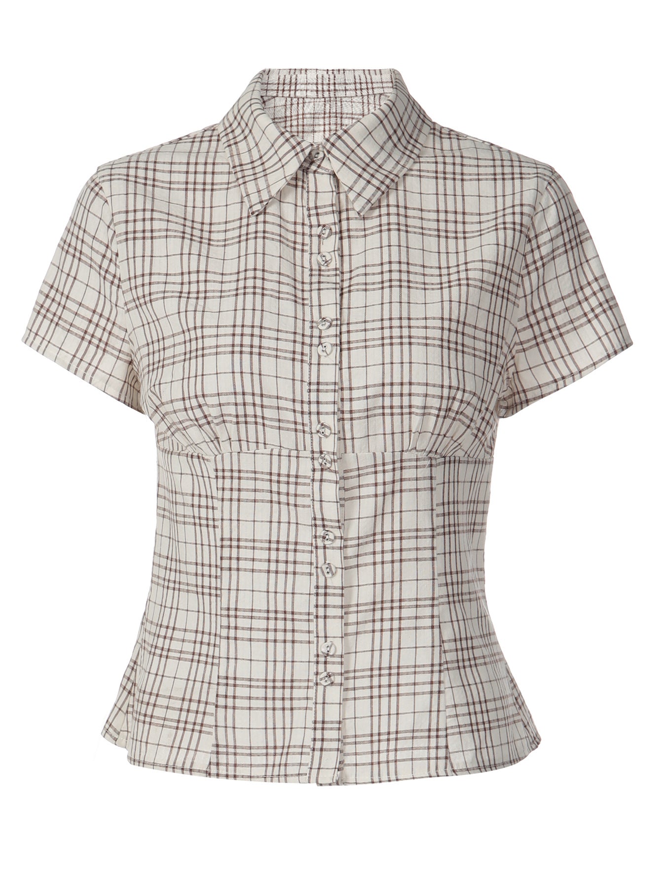Women's French Plaid Short Sleeve Shirt