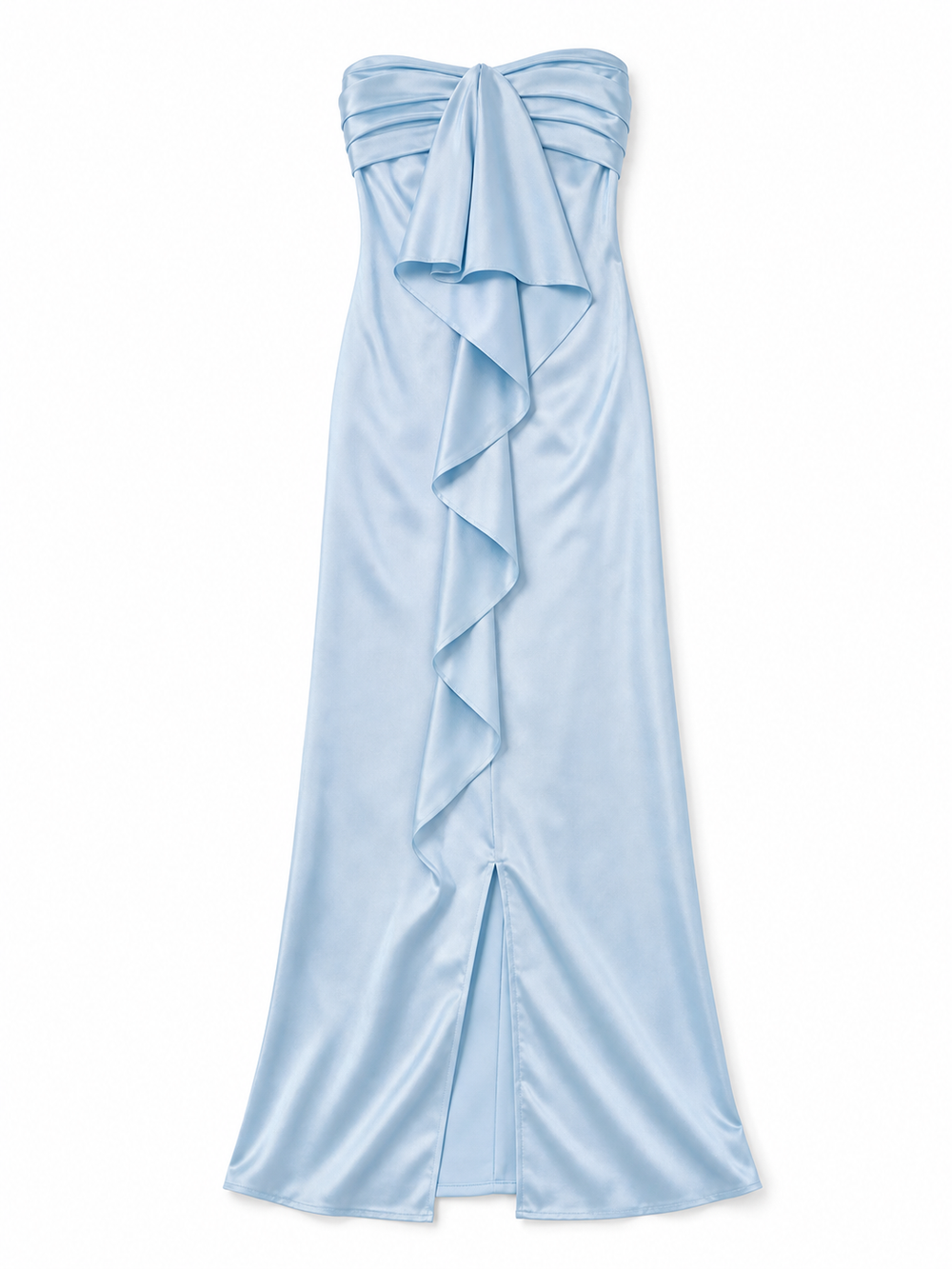 Drapiertes Satin Maxi-Kleid