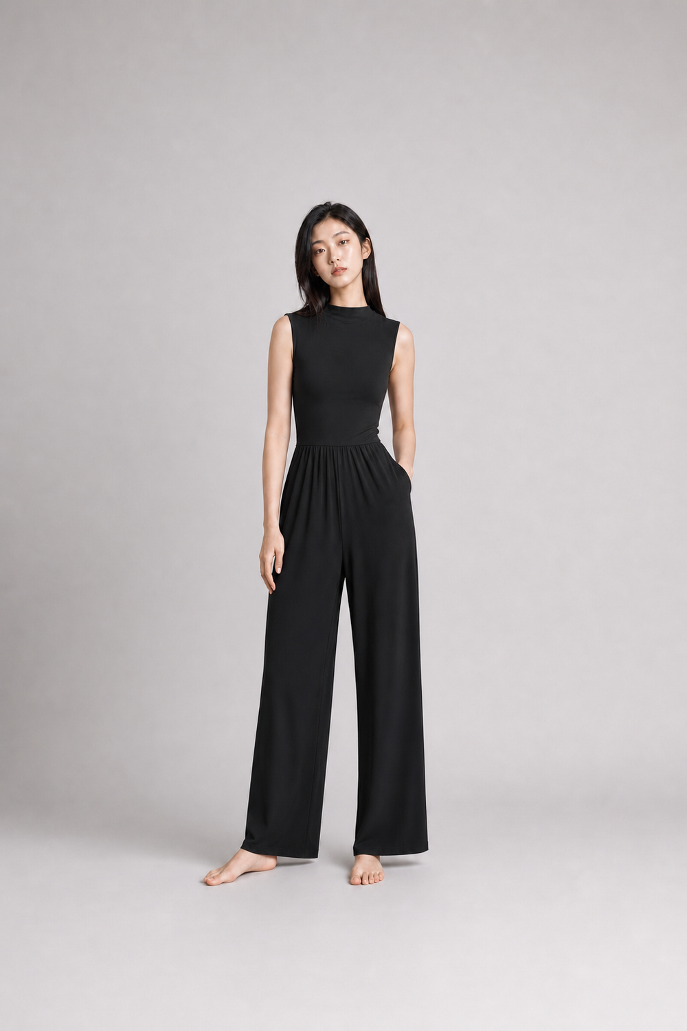 Ärmelloser Jumpsuit Weit Geschnitten