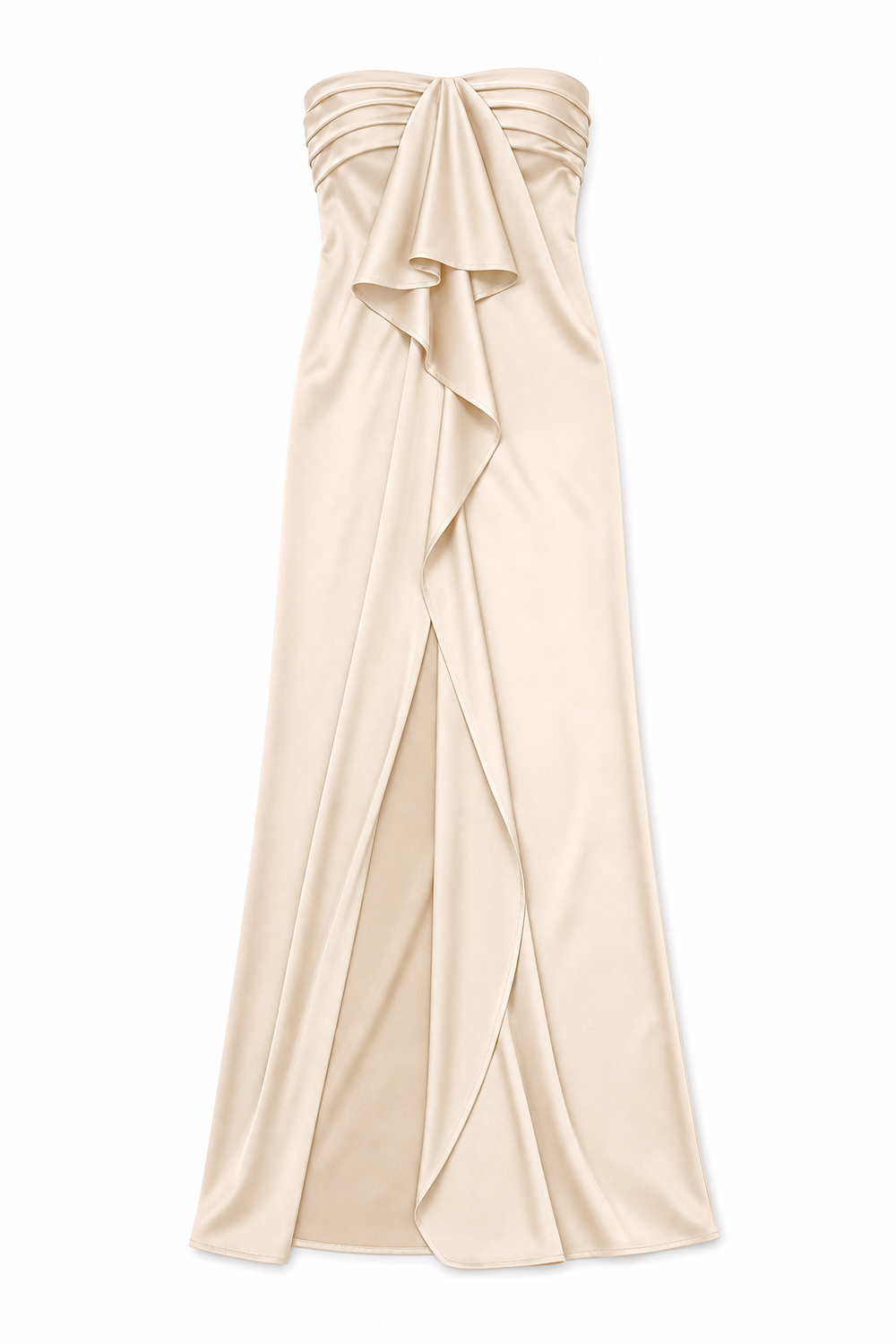Drapiertes Satin Maxi-Kleid