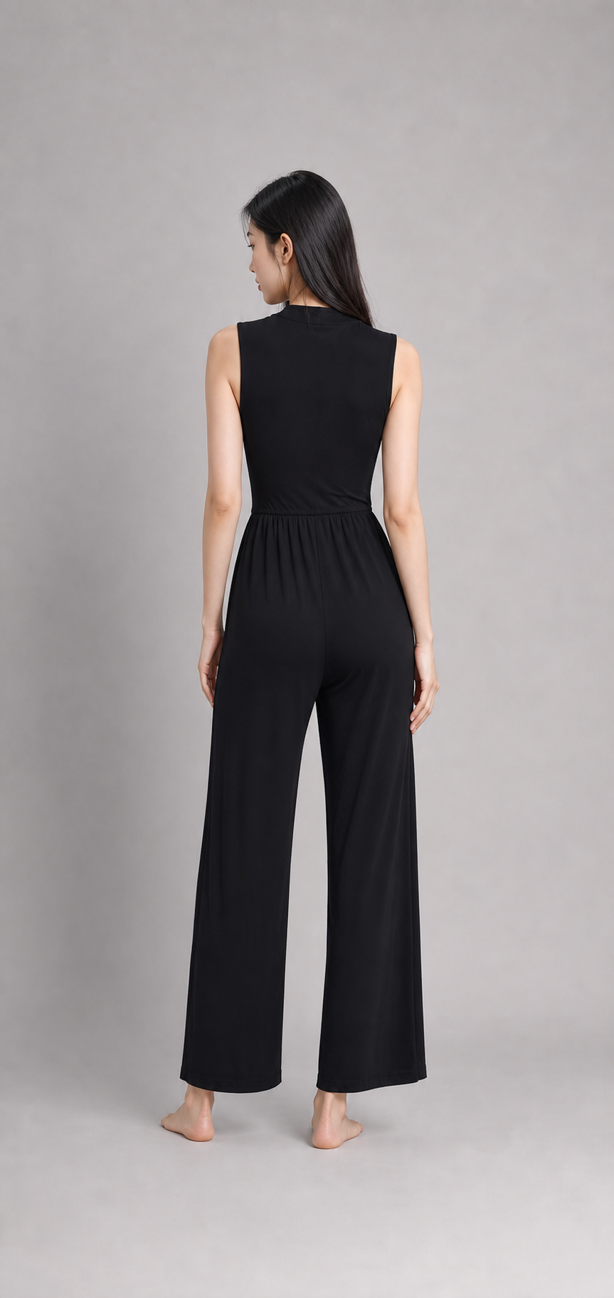 Ärmelloser Jumpsuit Weit Geschnitten