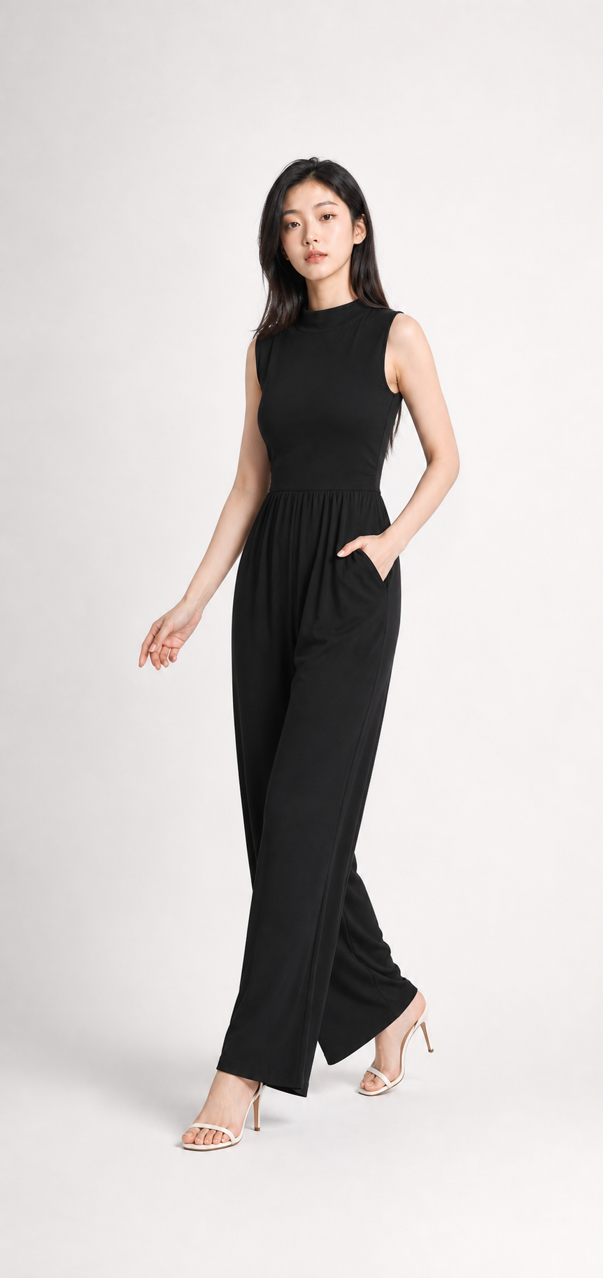 Ärmelloser Jumpsuit Weit Geschnitten