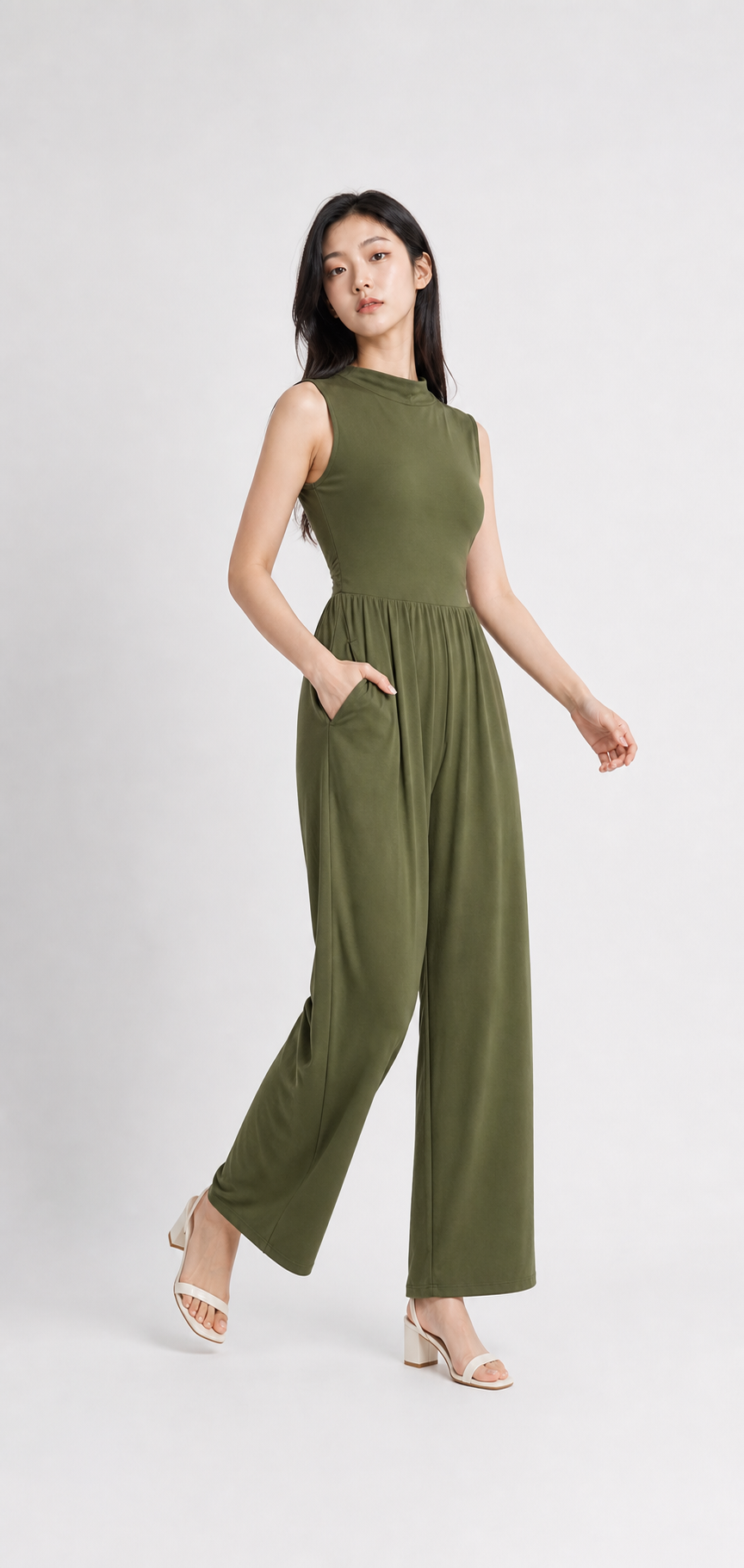 Ärmelloser Jumpsuit Weit Geschnitten