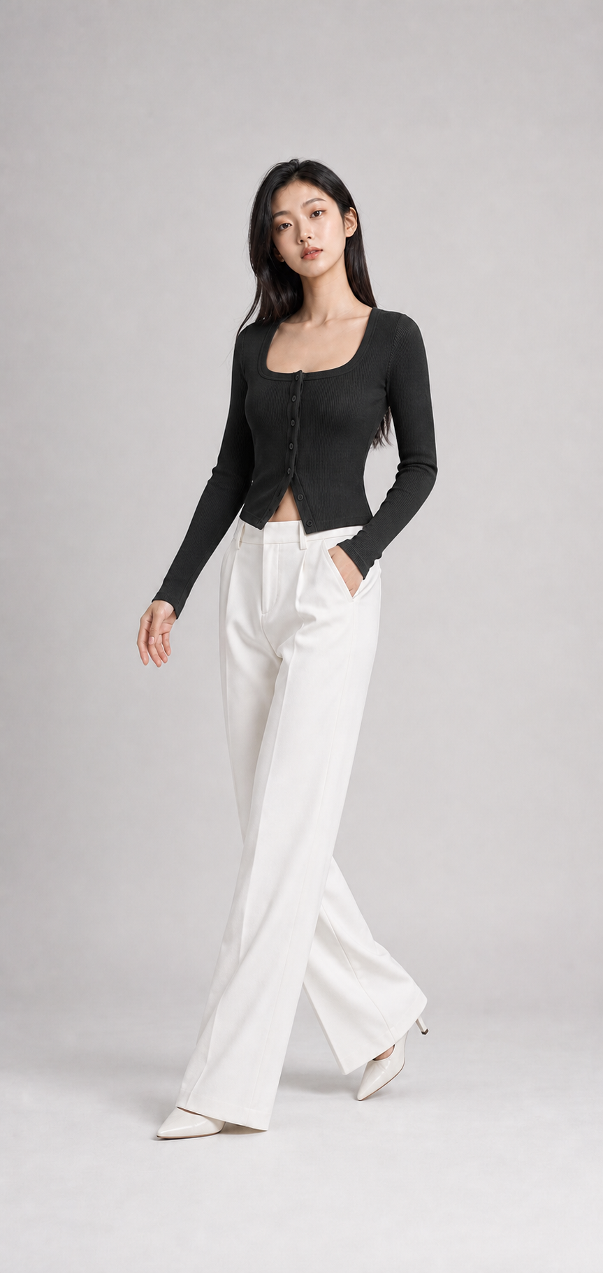 Feinstrick-Cardigan mit Karree-Ausschnitt