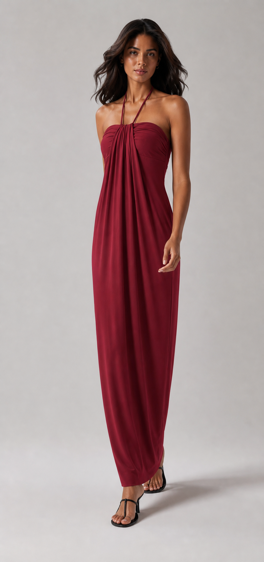 Rückenfreies Maxi-Kleid mit Halter-Ausschnitt