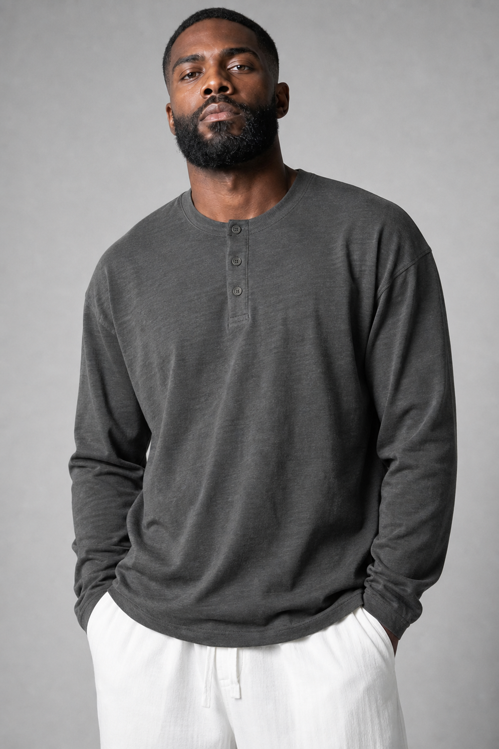 Henley-Shirt aus Baumwolle Langarm