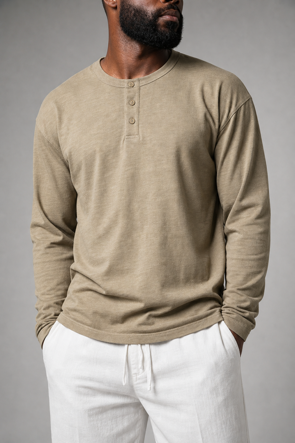 Henley-Shirt aus Baumwolle Langarm