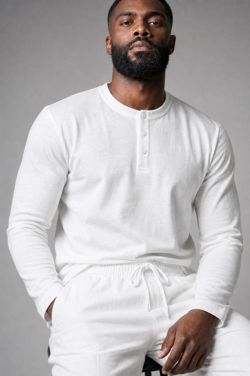 Henley-Shirt aus Baumwolle Langarm