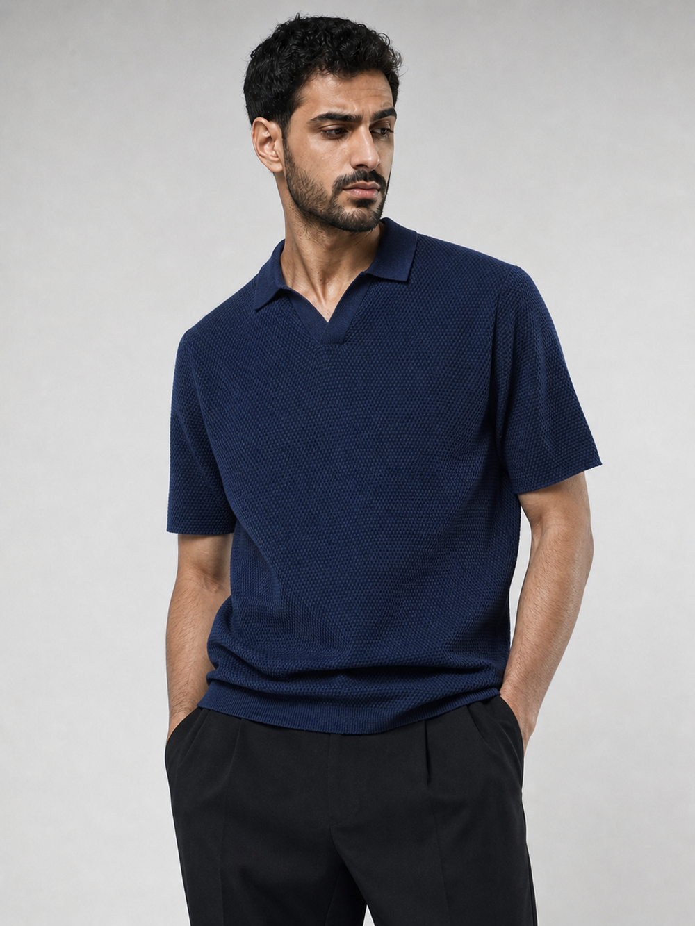 Strick-Poloshirt aus Baumwolle