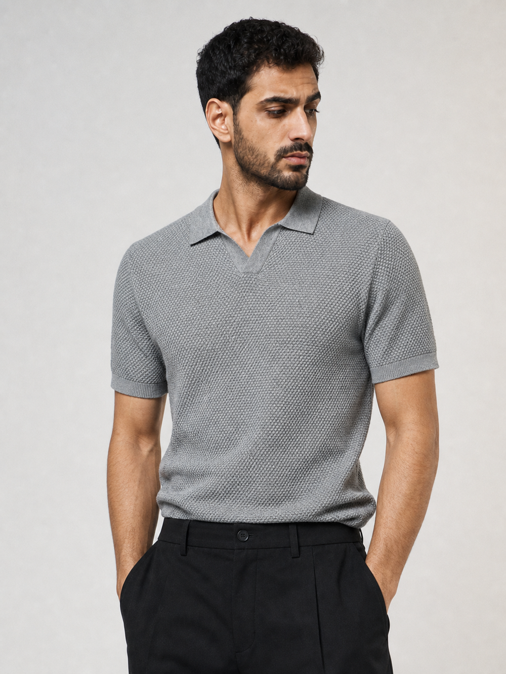 Strick-Poloshirt aus Baumwolle