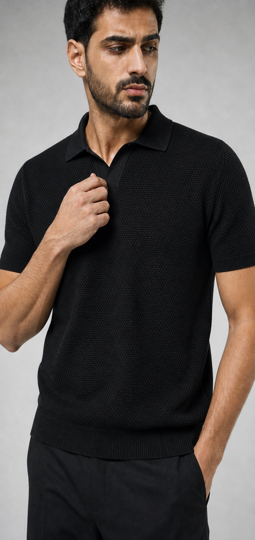 Strick-Poloshirt aus Baumwolle