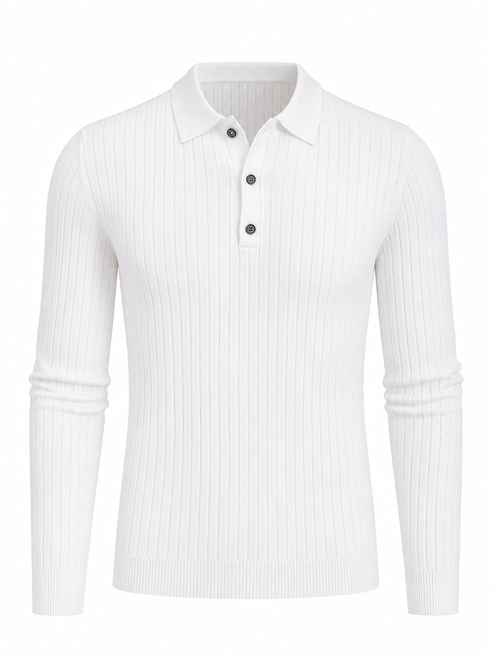 Strick-Poloshirt Geripptes Langarm