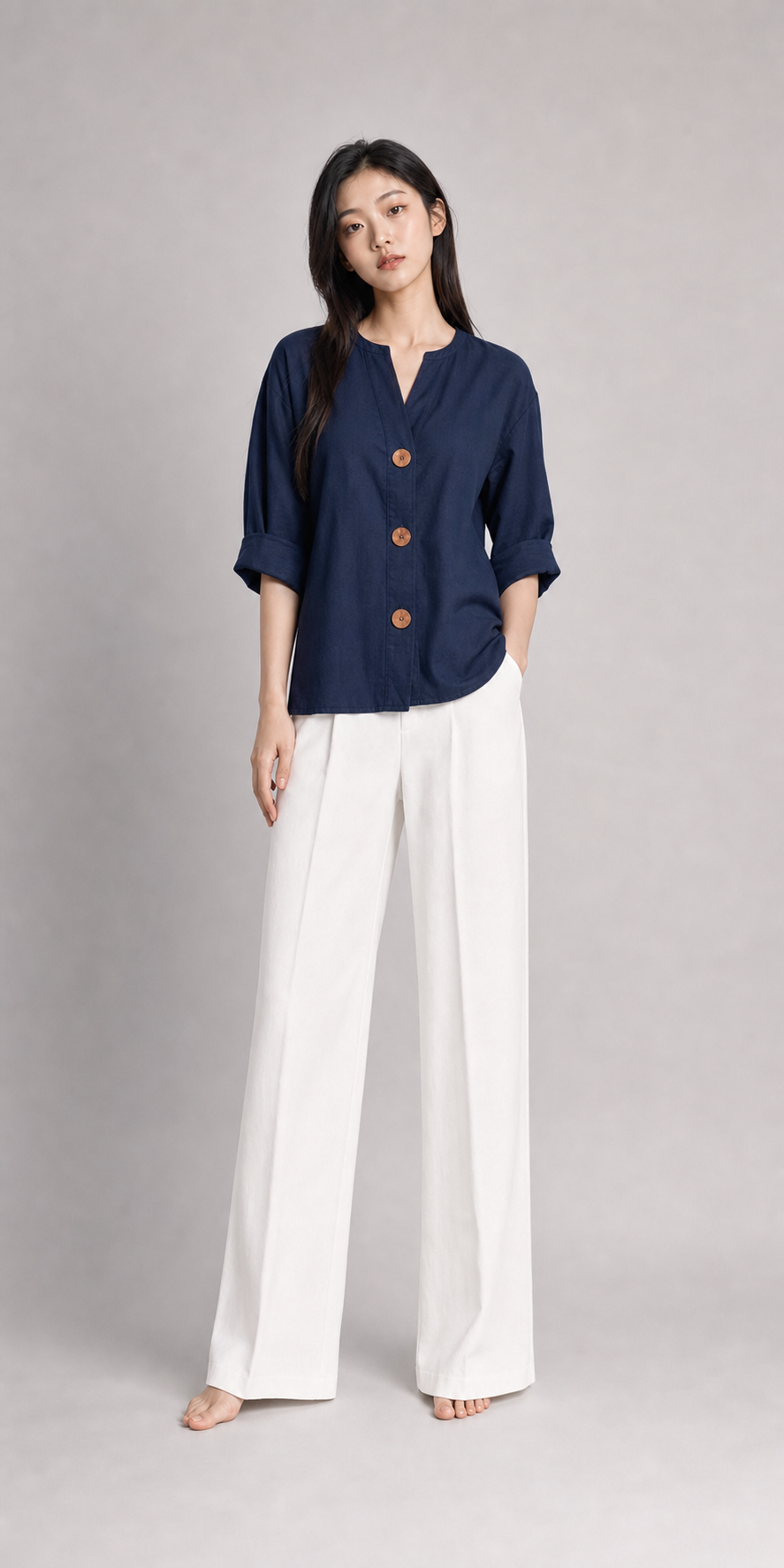 V-Ausschnitt Bluse