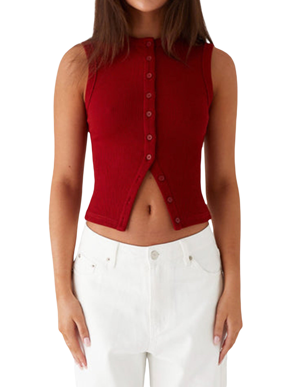 Women's Button Vest Top