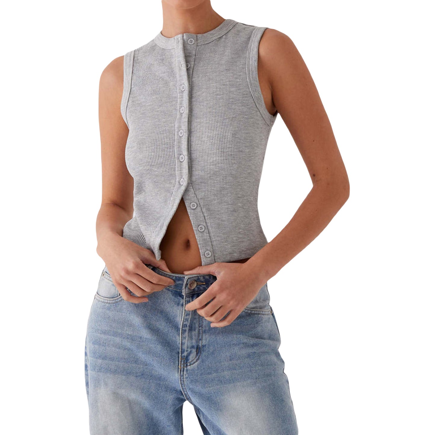 Women's Button Vest Top