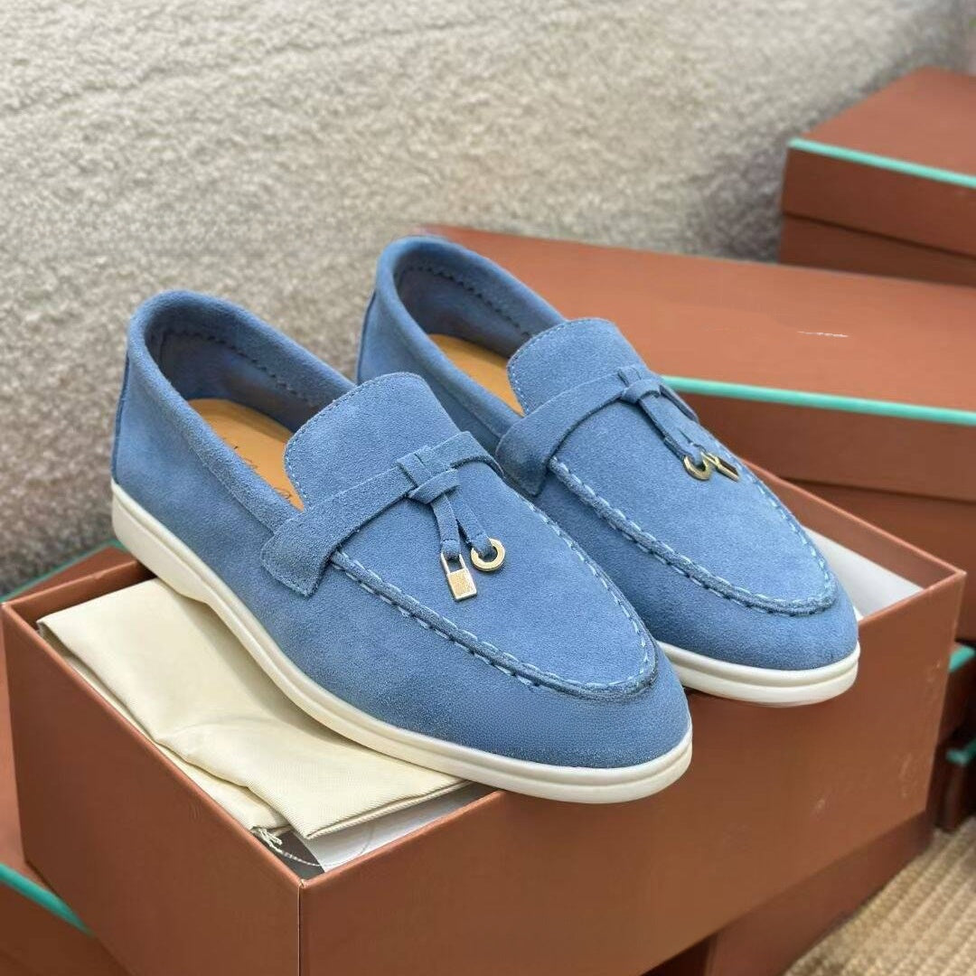 Metal buckle tassel soft-soled loafers