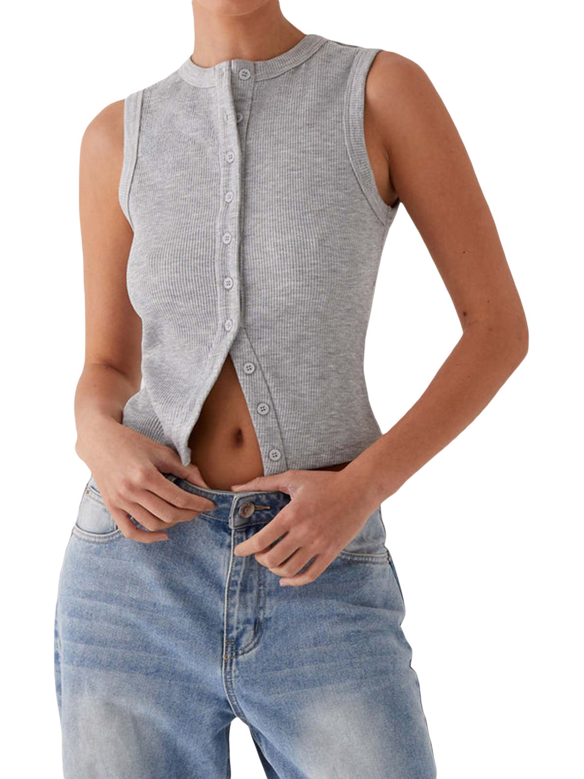 Women's Button Vest Top