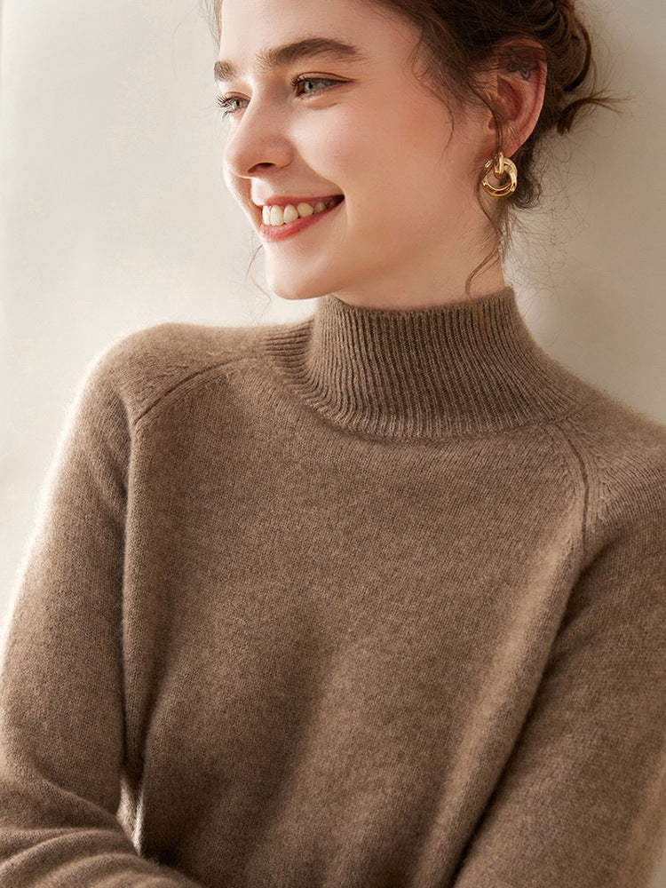 Women's Pure Cashmere Half Turtleneck Knit Sweater