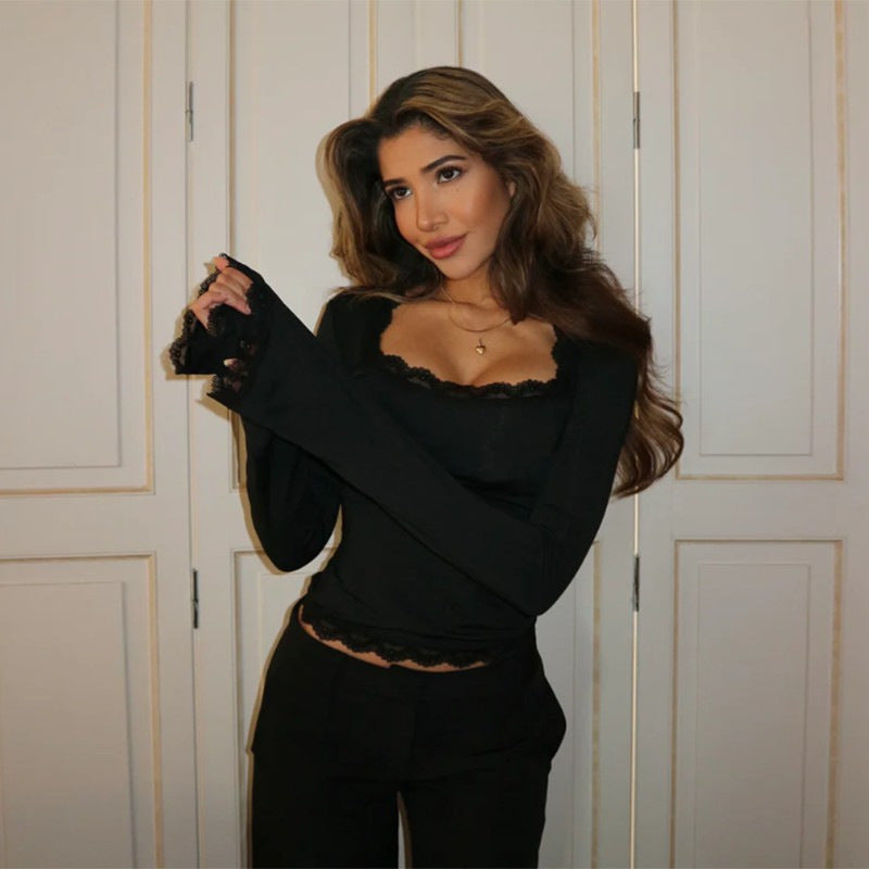 Women's Long Sleeve Lace T-Shirt