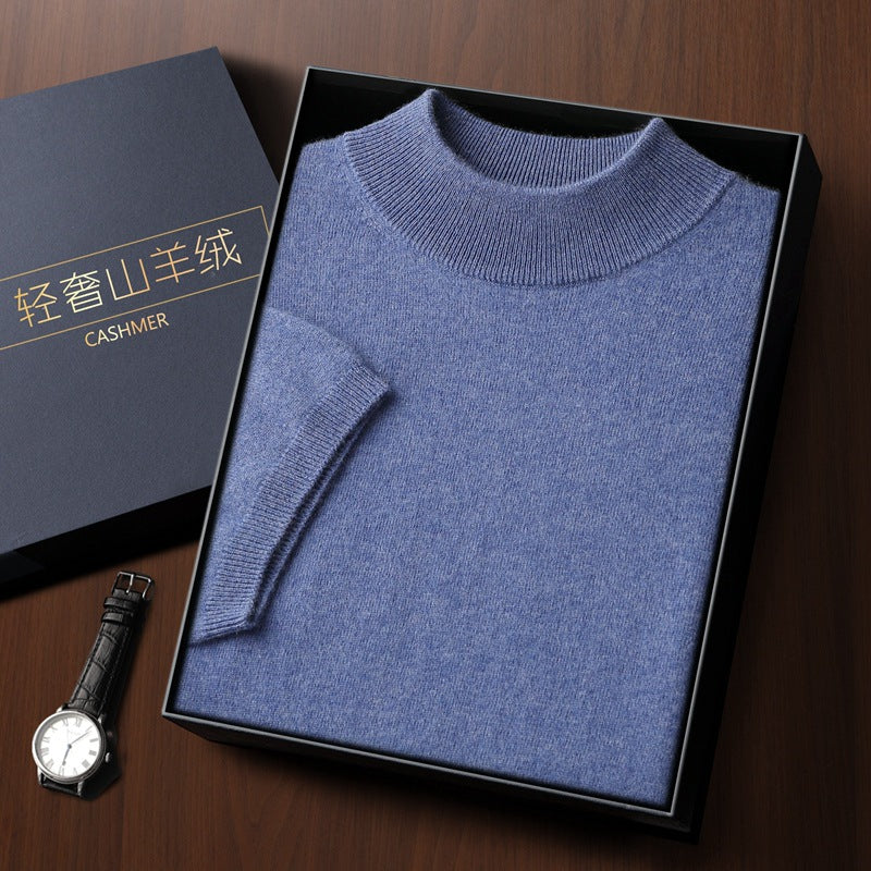 Mens Cashmere Blend Short Sleeve Knit Sweater